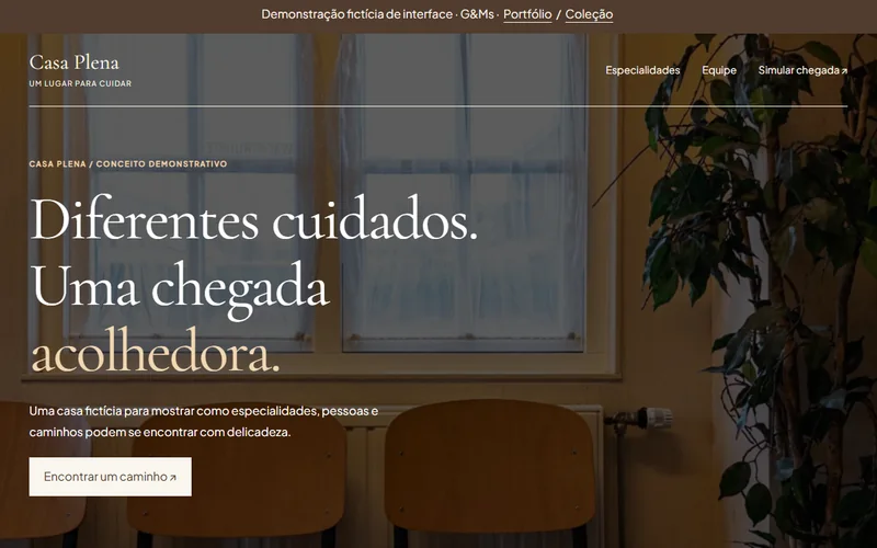 Captura da demonstração fictícia Casa Plena